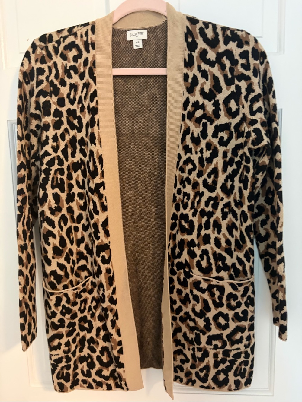 J. Crew Leopard Print Open Cardigan - Tan and Black